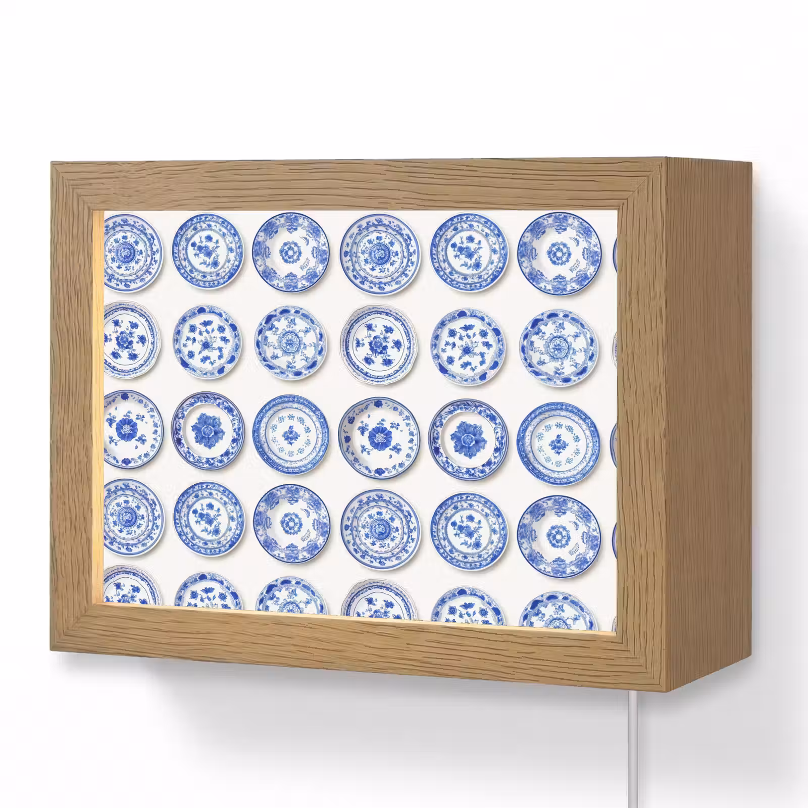 Lightbox - Wandlamp - Borden - Bloemen - Patroon - Blauw — 1