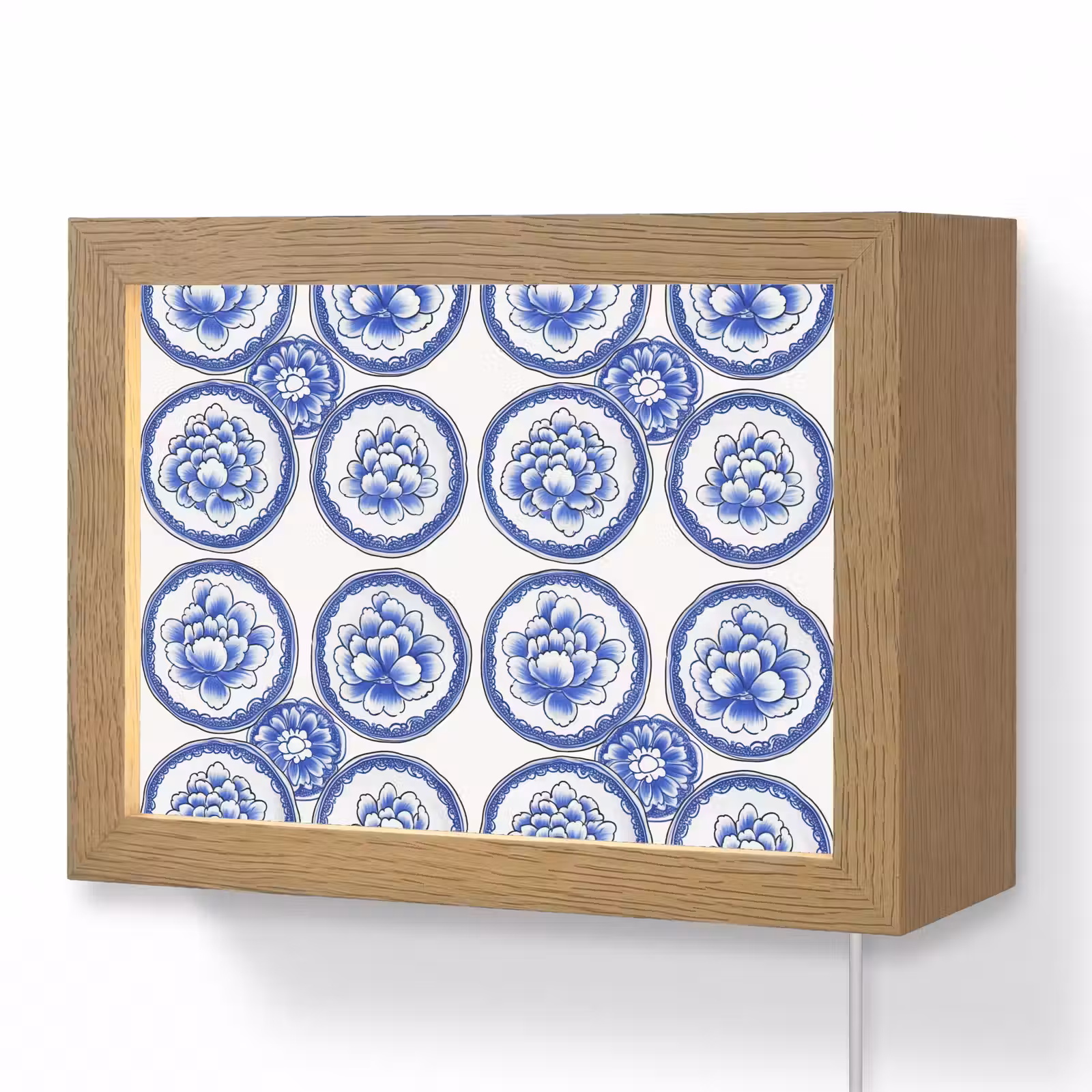 Lightbox - Wandlamp - Cirkels - Bloemen - Blauw — 1