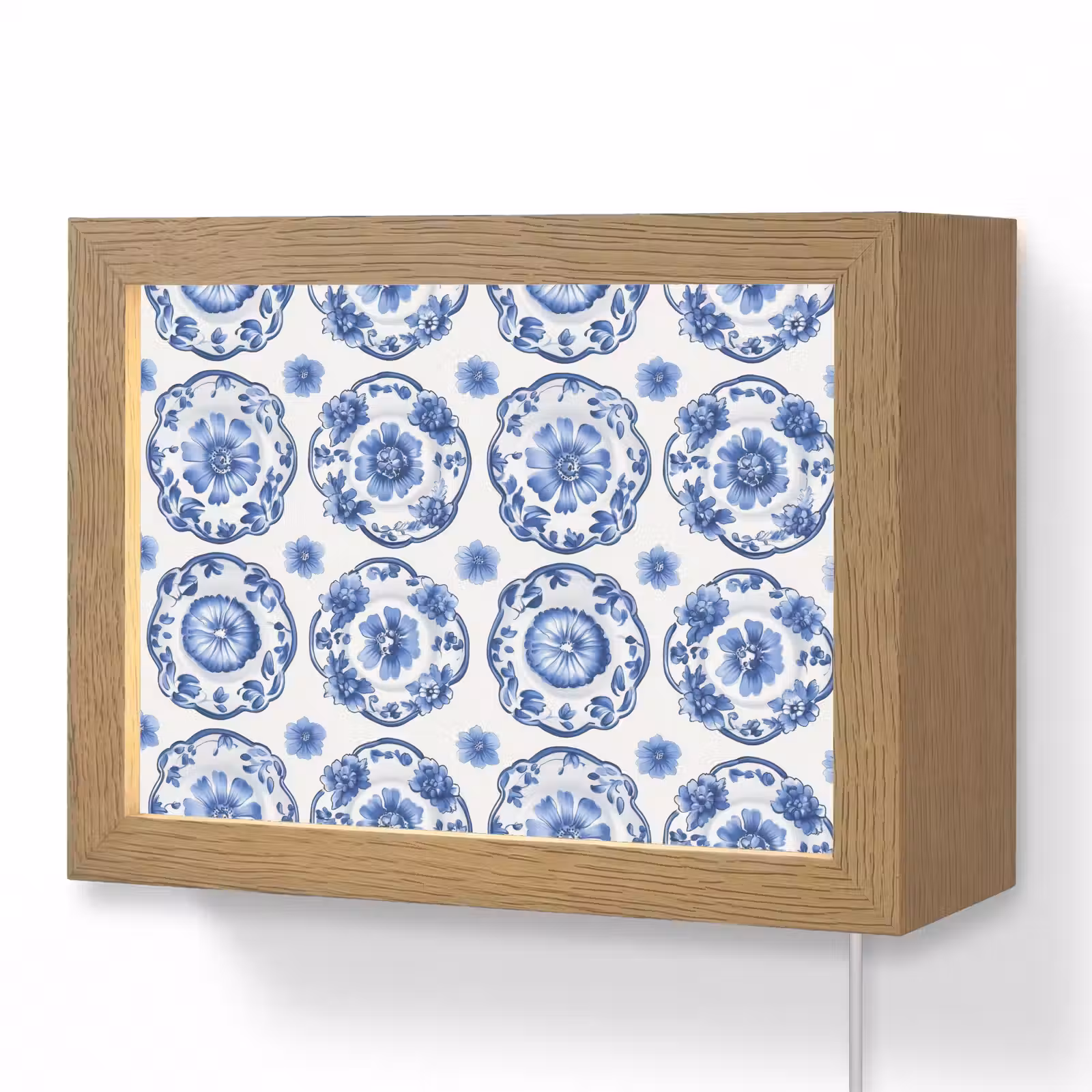 Lightbox - Wandlamp - Sierborden - Bloemen - Blauw — 1