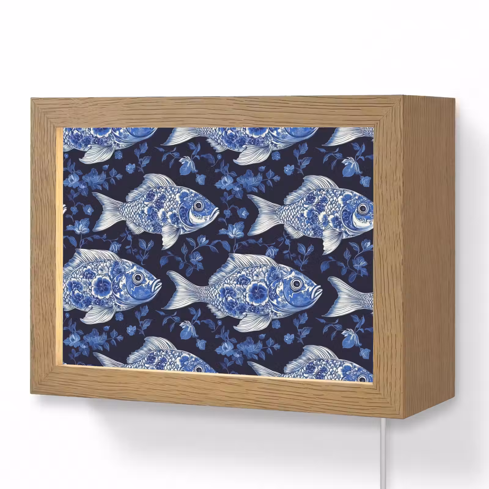 Lightbox - Wandlamp - Vissen - Bloemen - Blauw — 1