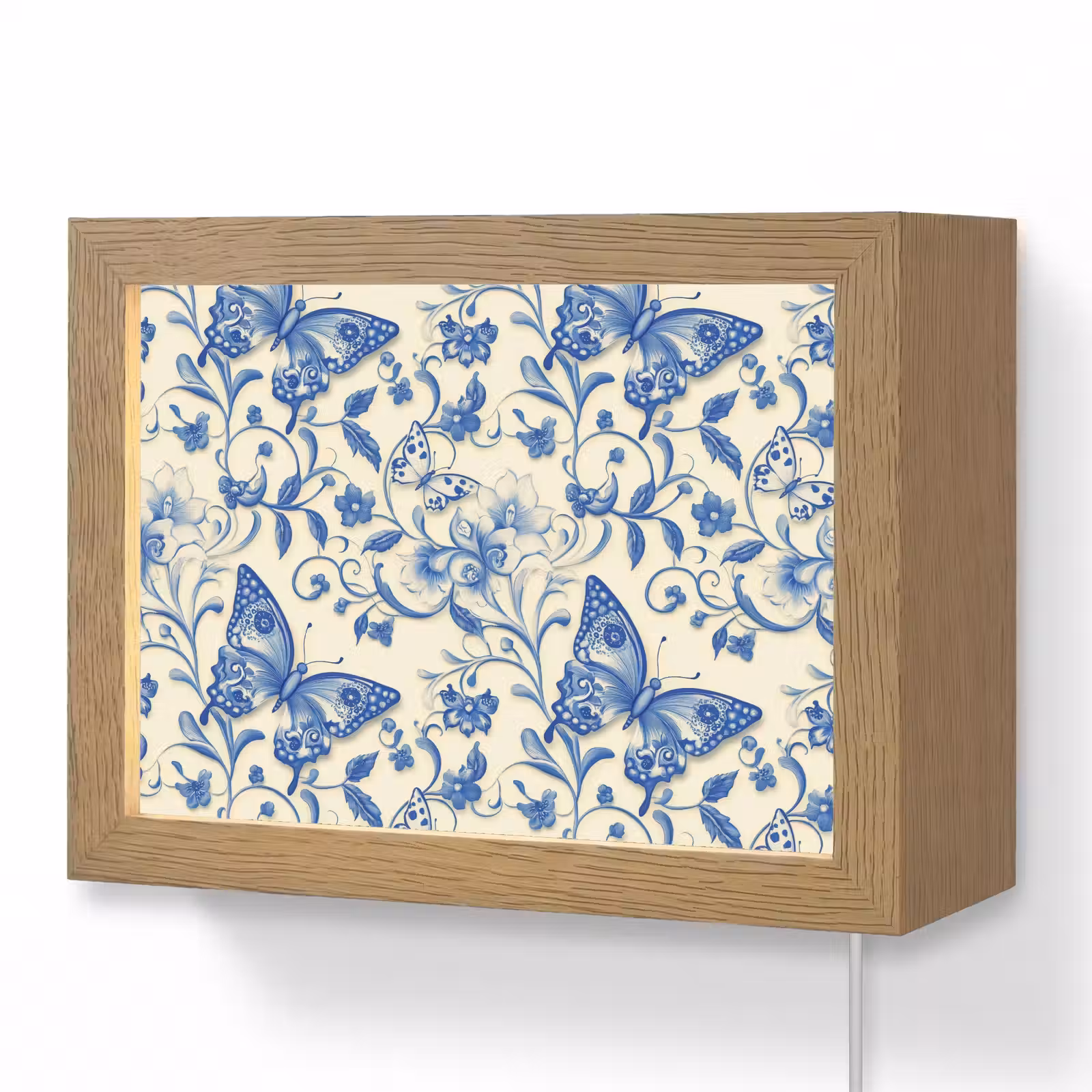 Lightbox - Wandlamp - Vlinders - Bloemen - Blauw - Botanisch — 1