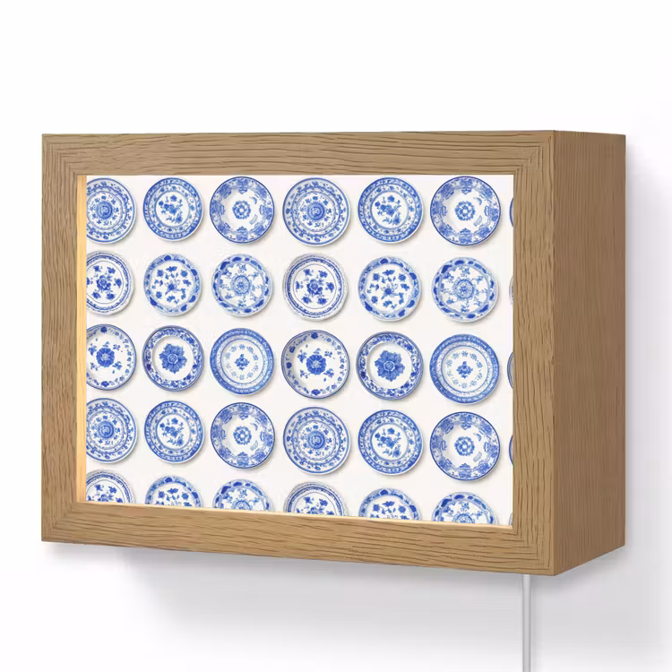 Lightbox - Wandlamp - Borden - Bloemen - Patroon - Blauw — 1