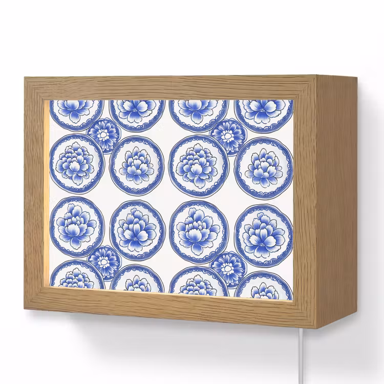 Lightbox - Wandlamp - Cirkels - Bloemen - Blauw — 1