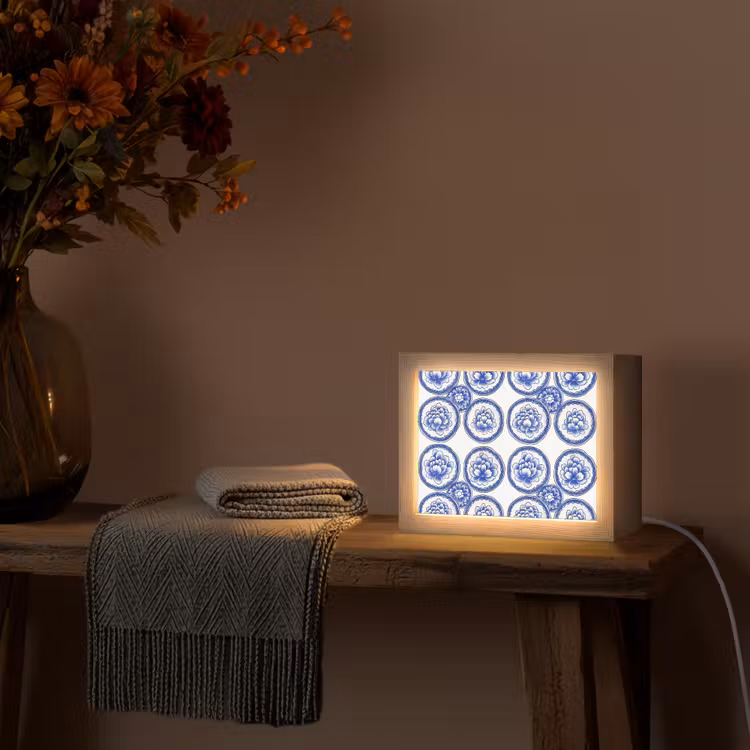 Lightbox - Wandlamp - Cirkels - Bloemen - Blauw — 5