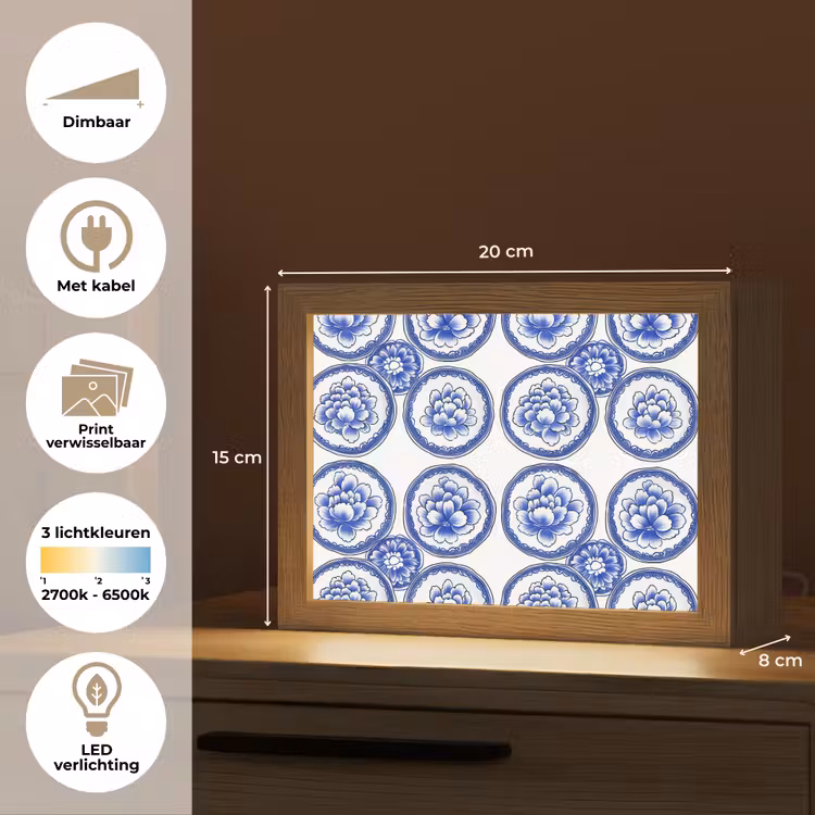 Lightbox - Wandlamp - Cirkels - Bloemen - Blauw — 9