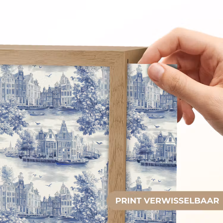 Lightbox - Wandlamp - Huizen - Bomen - Water - Vogels - Blauw — 6