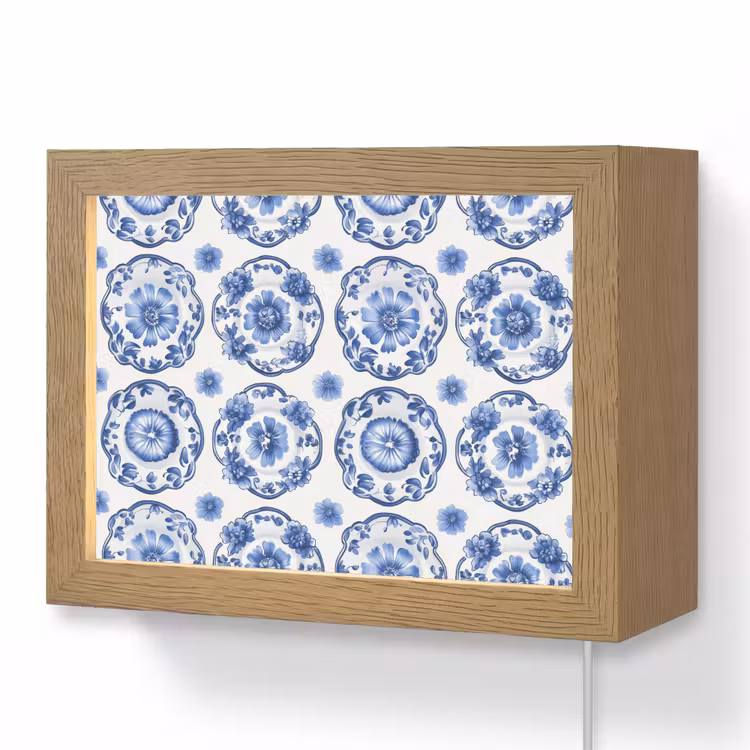 Lightbox - Wandlamp - Sierborden - Bloemen - Blauw — 1