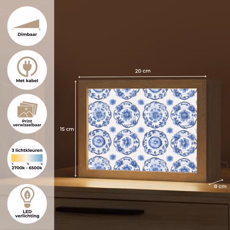 Lightbox - Wandlamp - Sierborden - Bloemen - Blauw — 9
