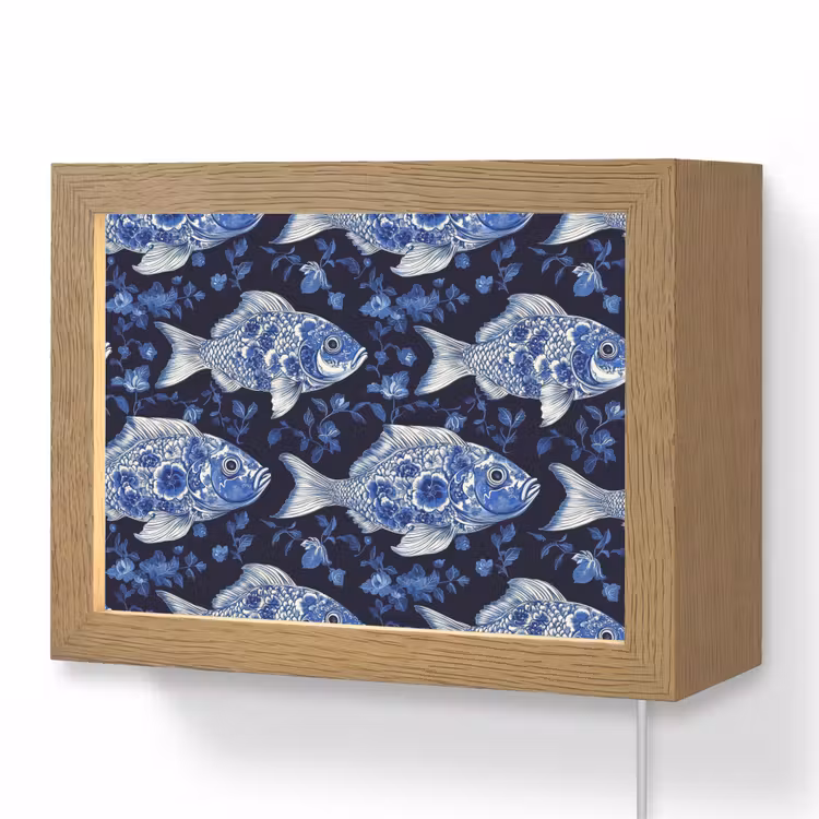 Lightbox - Wandlamp - Vissen - Bloemen - Blauw — 1