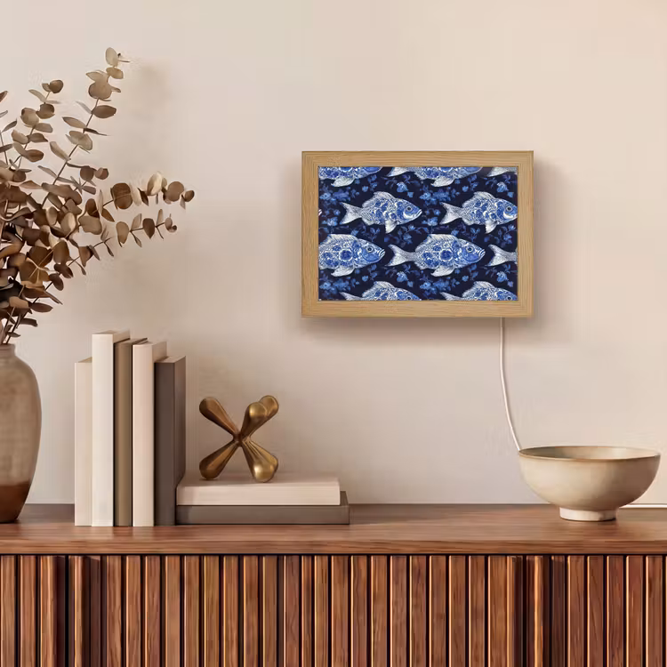 Lightbox - Wandlamp - Vissen - Bloemen - Blauw — 4