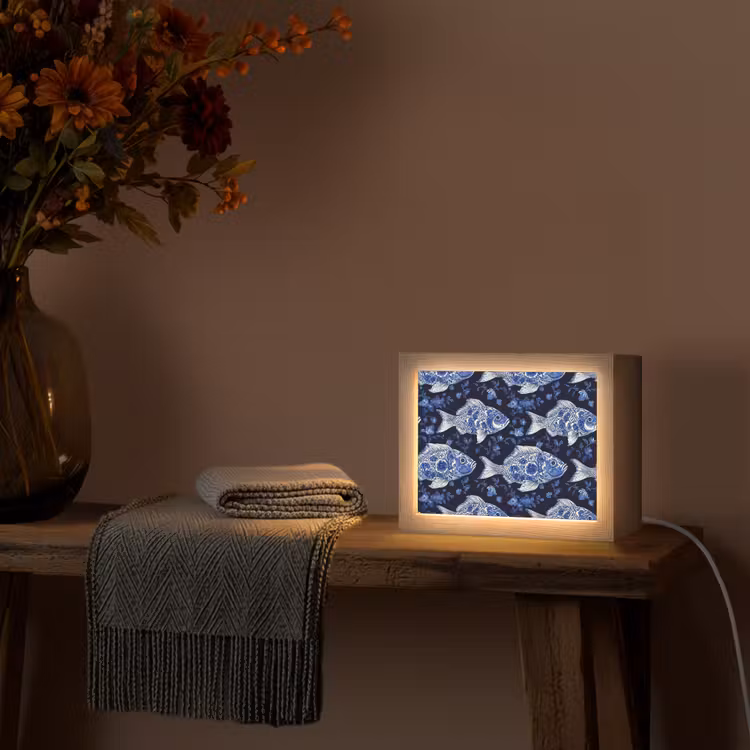 Lightbox - Wandlamp - Vissen - Bloemen - Blauw — 5
