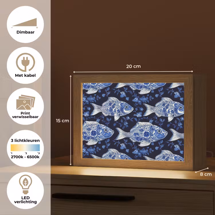 Lightbox - Wandlamp - Vissen - Bloemen - Blauw — 9
