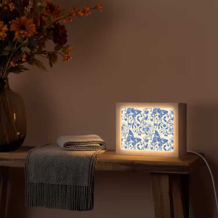 Lightbox - Wandlamp - Vlinders - Bloemen - Blauw - Botanisch — 5