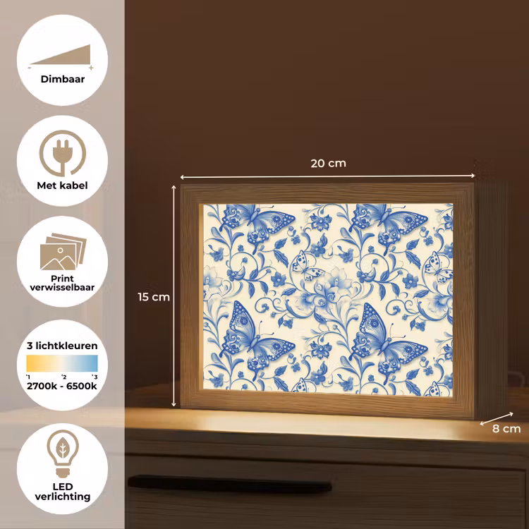 Lightbox - Wandlamp - Vlinders - Bloemen - Blauw - Botanisch — 9