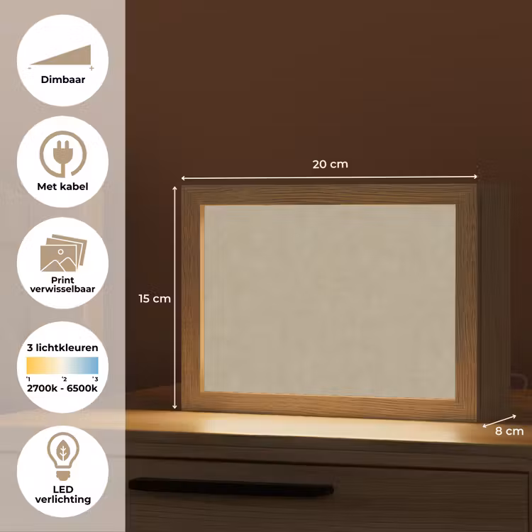 Lightbox - Wandlamp - Taupekleur - Gewolkt textuur - Natuurlijk — 9
