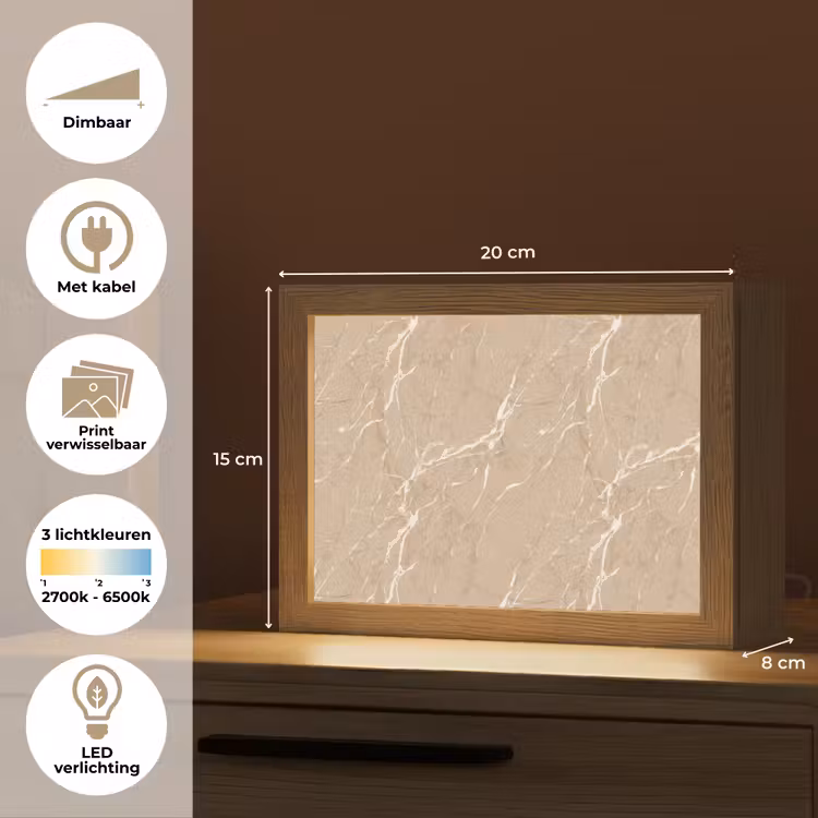 Lightbox - Wandlamp - Beige - Marmer - Organisch - Wit — 9
