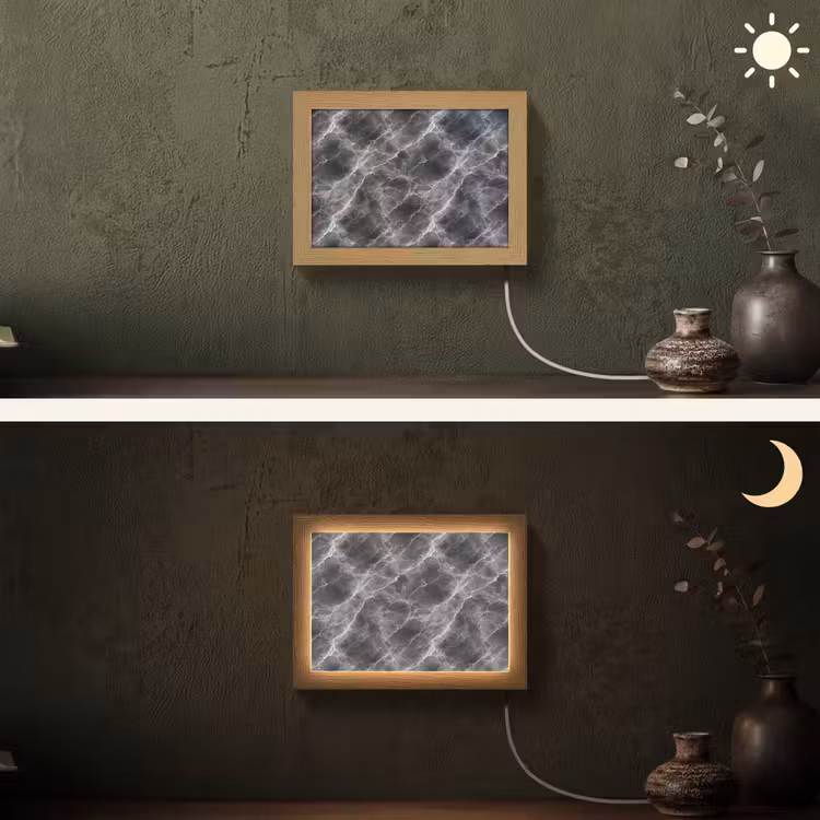 Lightbox - Wandlamp - Donkergrijs - Bliksem - Marmer — 3