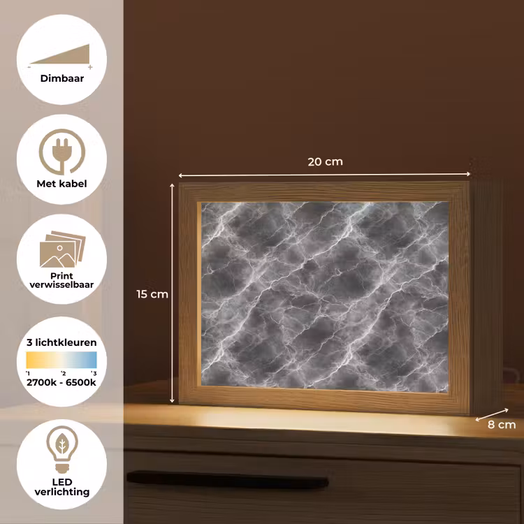 Lightbox - Wandlamp - Donkergrijs - Bliksem - Marmer — 9