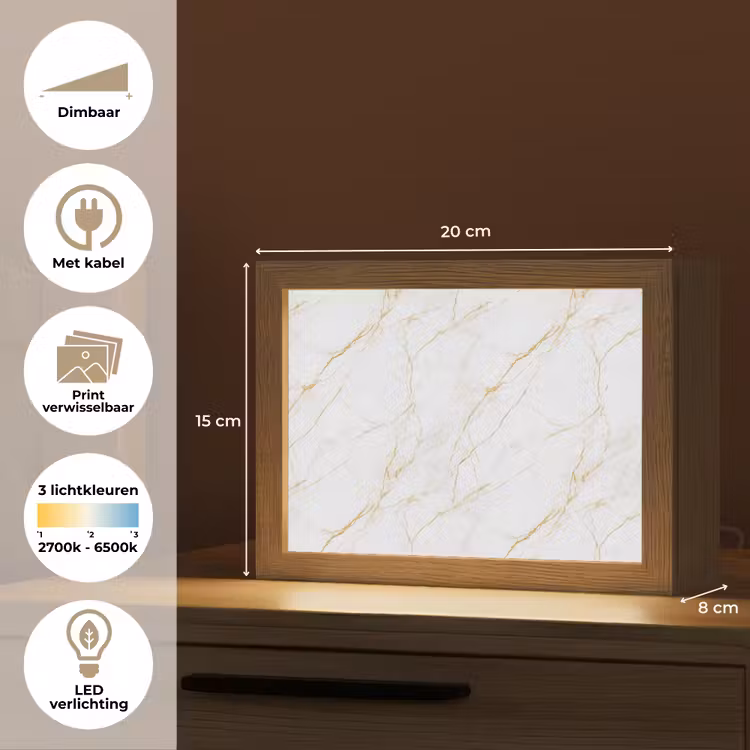 Lightbox - Wandlamp - Wit - Marmer - Goud - Luxueus — 9
