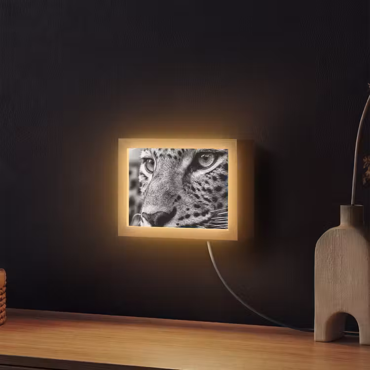 Lightbox - Wandlamp - Luipaard - Zwart - Wit - Oog — 2
