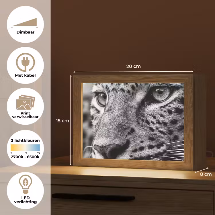 Lightbox - Wandlamp - Luipaard - Zwart - Wit - Oog — 9