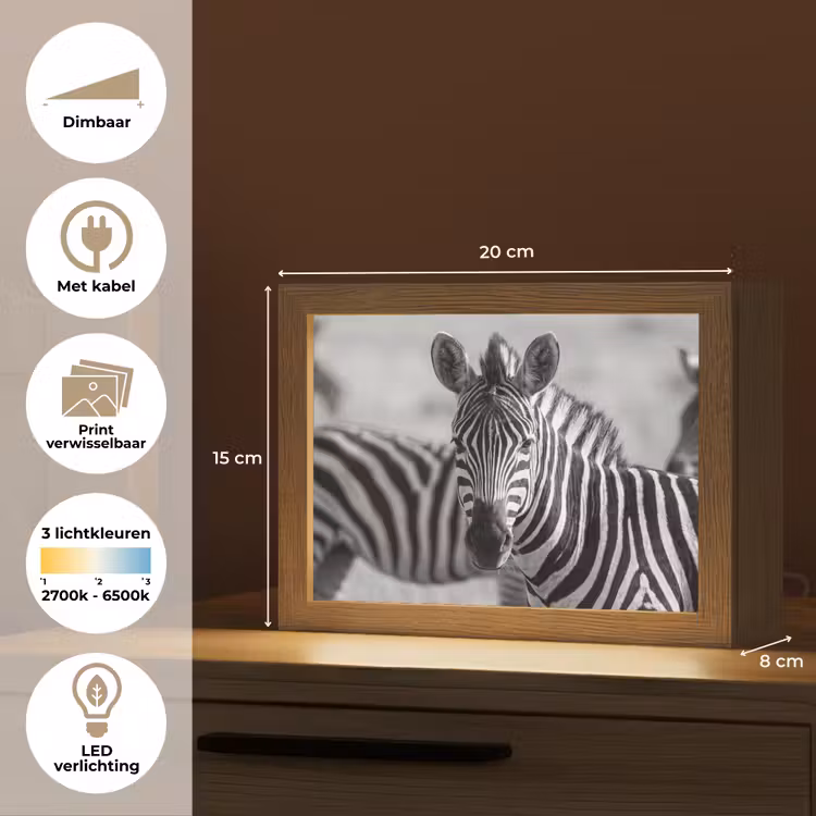 Lightbox - Wandlamp - Zebra's - Zwart - Wit — 9