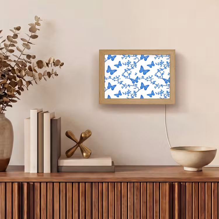 Lightbox - Wandlamp - Vlinder - Bloemen - Blauw — 4