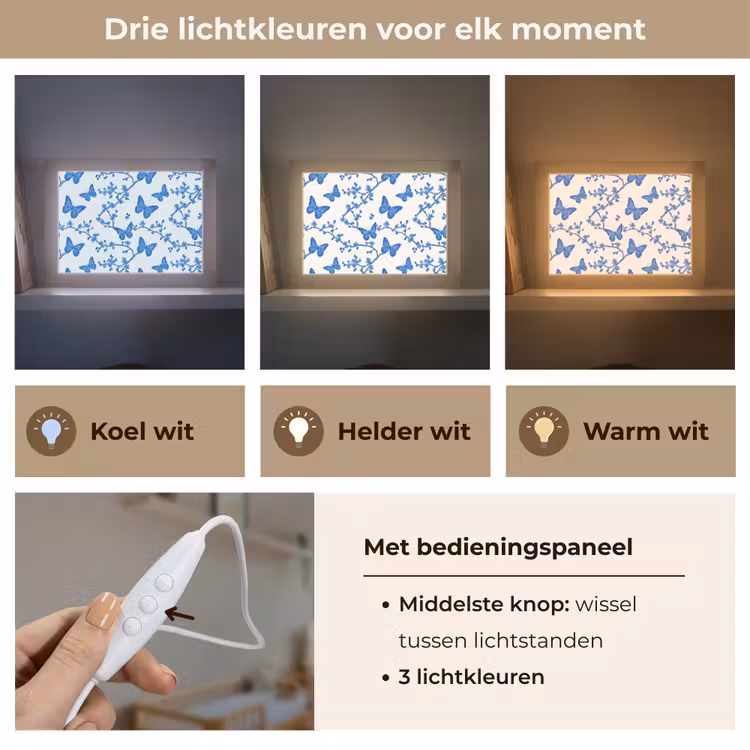 Lightbox - Wandlamp - Vlinder - Bloemen - Blauw — 7
