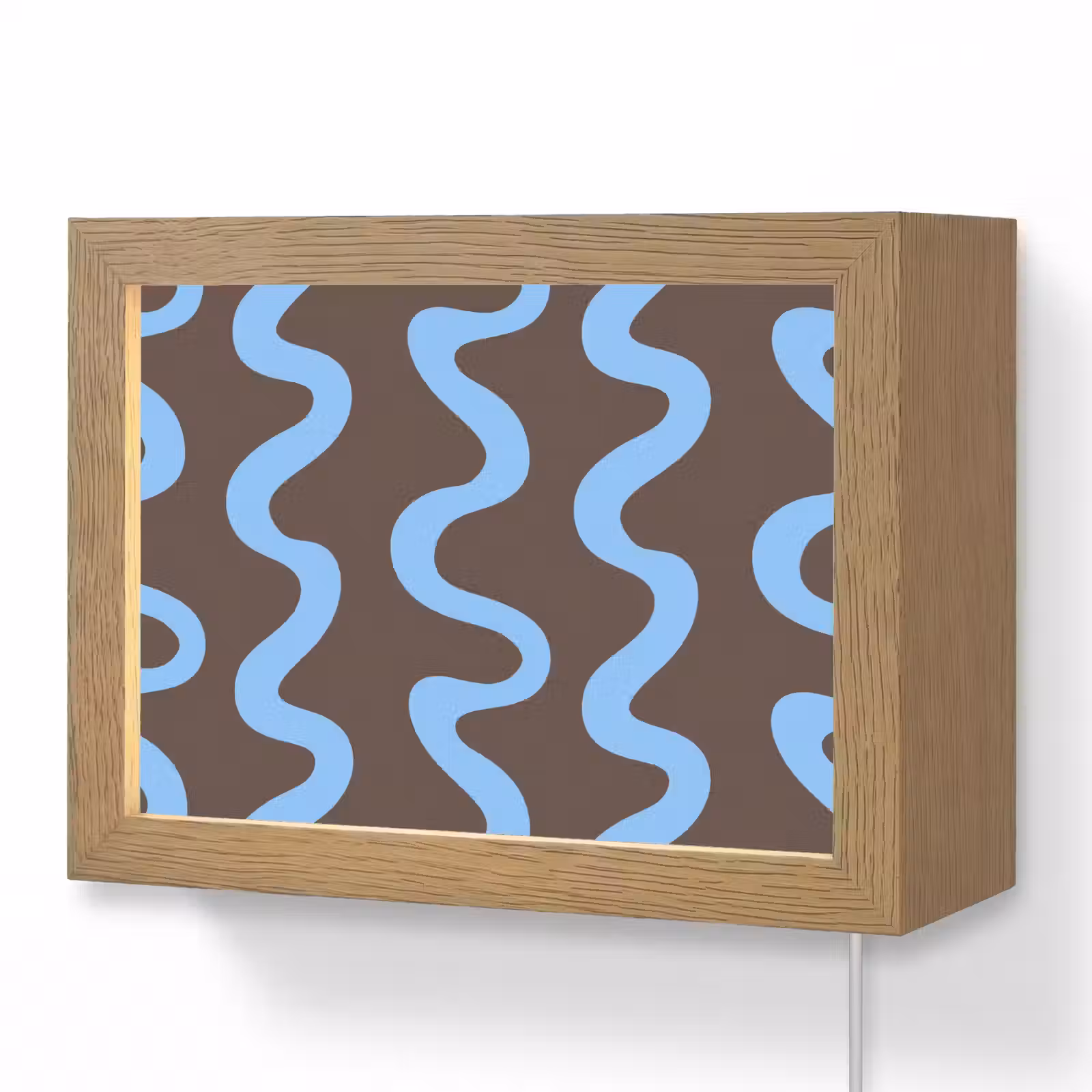 Lightbox - Wandlamp - Kronkelende lijnen - Blauw - Bruin - Minimalistisch — 1