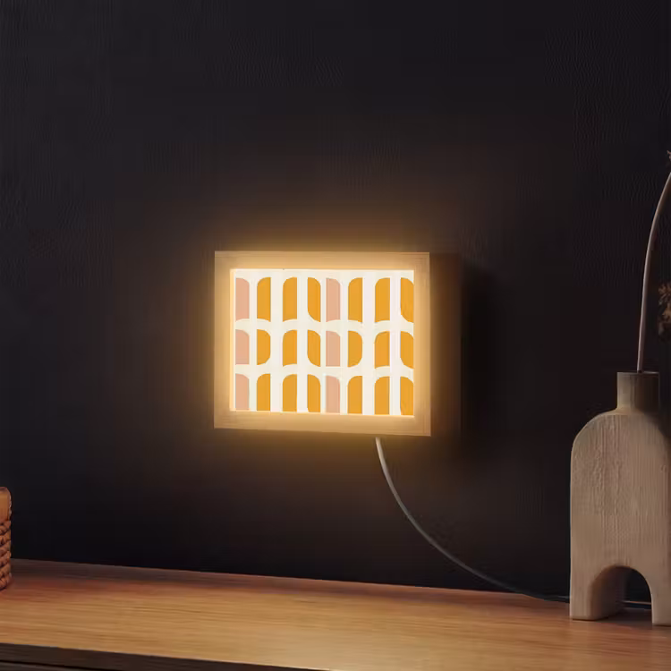 Lightbox - Wandlamp - Geometrisch - Patroon - Geel - Roze — 2