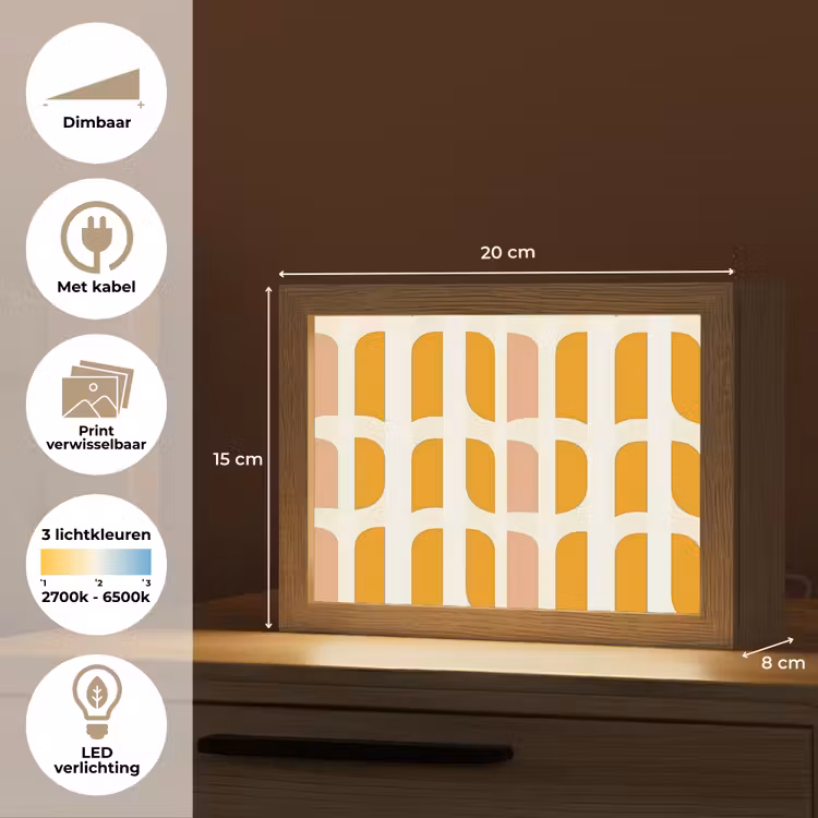 Lightbox - Wandlamp - Geometrisch - Patroon - Geel - Roze — 9