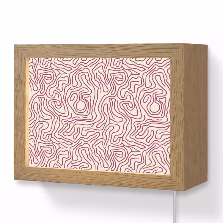 Lightbox - Wandlamp - Kronkelende lijn - Magenta - Crème — 1