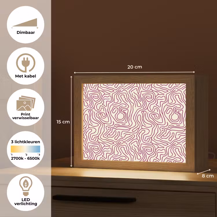 Lightbox - Wandlamp - Kronkelende lijn - Magenta - Crème — 9