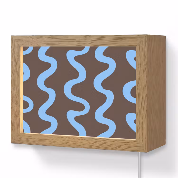 Lightbox - Wandlamp - Kronkelende lijnen - Blauw - Bruin - Minimalistisch — 1