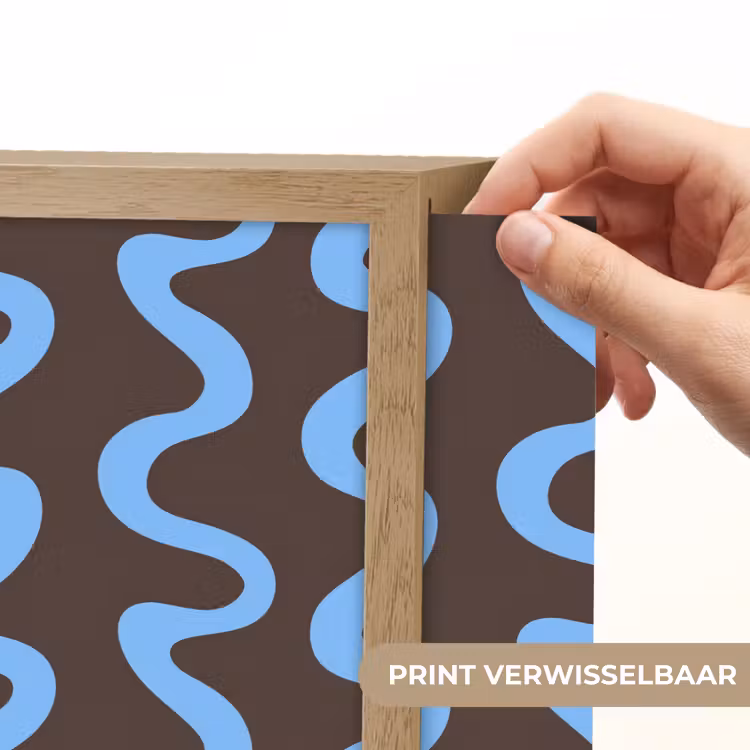 Lightbox - Wandlamp - Kronkelende lijnen - Blauw - Bruin - Minimalistisch — 6
