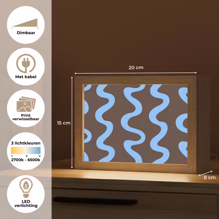 Lightbox - Wandlamp - Kronkelende lijnen - Blauw - Bruin - Minimalistisch — 9