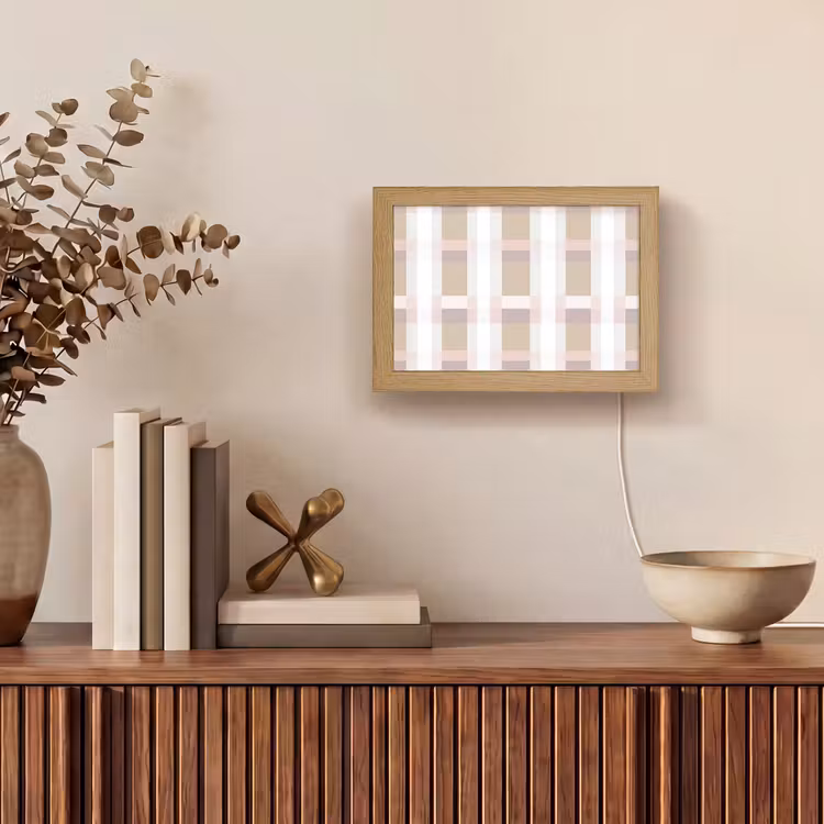 Lightbox - Wandlamp - Ruitpatroon - Aardetinten - Minimalistisch — 4