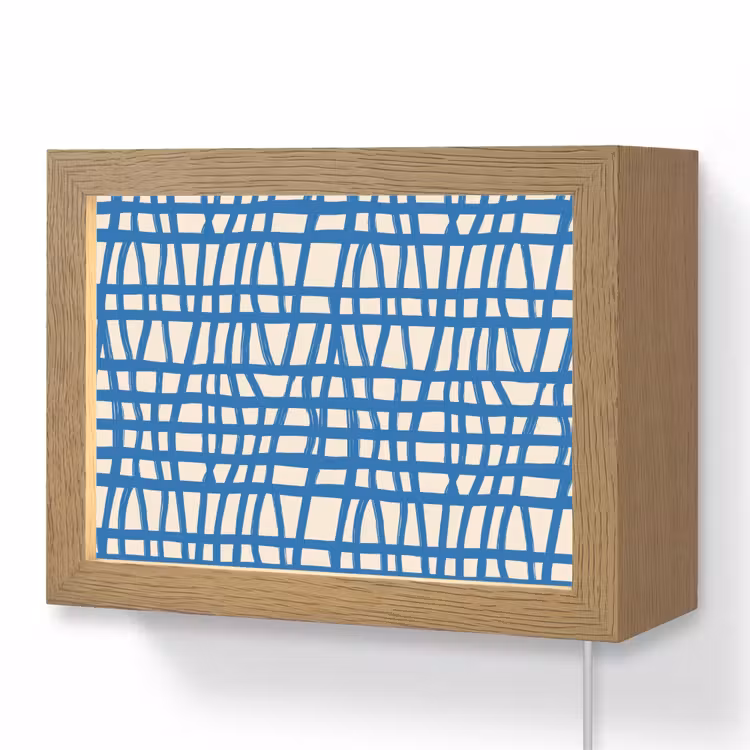 Lightbox - Wandlamp - Ruitpatroon - Blauw - Crème — 1