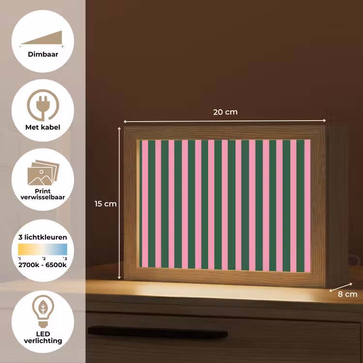 Lightbox - Wandlamp - Verticale strepen - Groen - Roze — 9