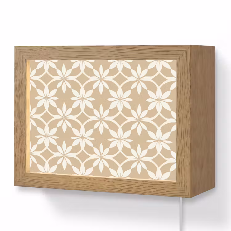 Lightbox - Wandlamp - Bloemen - Patroon - Beige — 1
