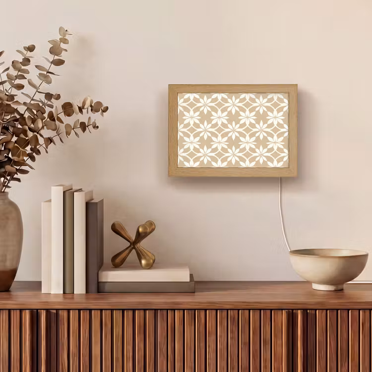 Lightbox - Wandlamp - Bloemen - Patroon - Beige — 4