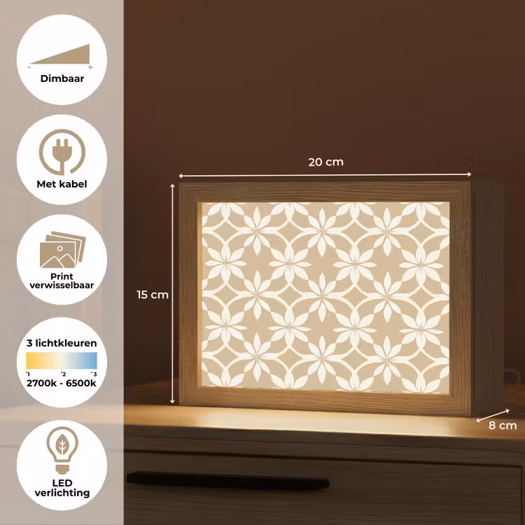 Lightbox - Wandlamp - Bloemen - Patroon - Beige — 9
