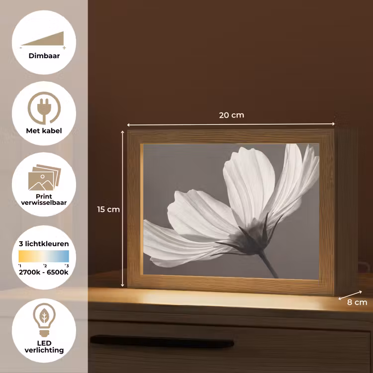 Lightbox - Wandlamp - Bloem - Minimalistisch - Zwart - Wit — 9