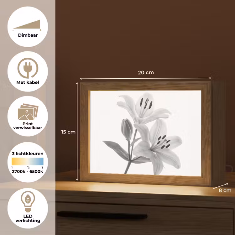 Lightbox - Wandlamp - Lelies - Elegant - Zwart - Wit — 9