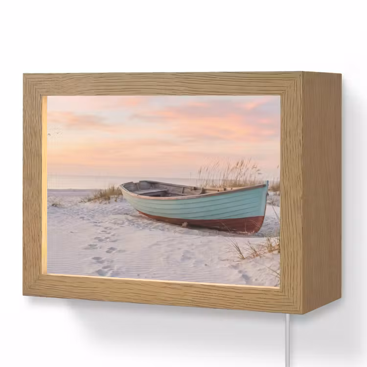 Lightbox - Wandlamp - Rustiek - Roeiboot - Zandstrand — 1