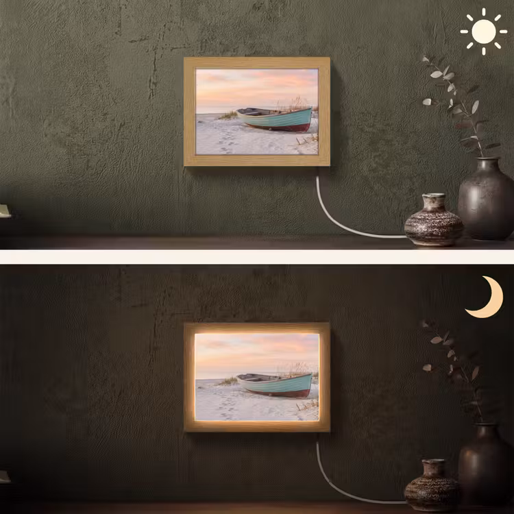 Lightbox - Wandlamp - Rustiek - Roeiboot - Zandstrand — 3