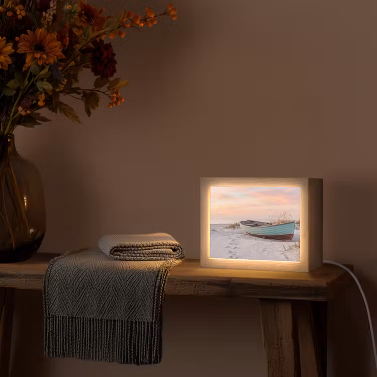 Lightbox - Wandlamp - Rustiek - Roeiboot - Zandstrand — 5