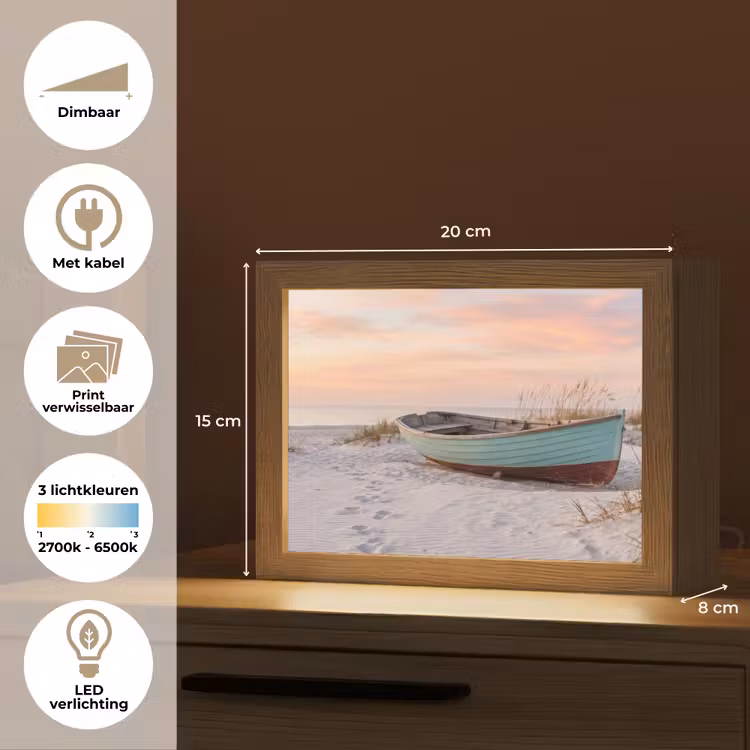 Lightbox - Wandlamp - Rustiek - Roeiboot - Zandstrand — 9