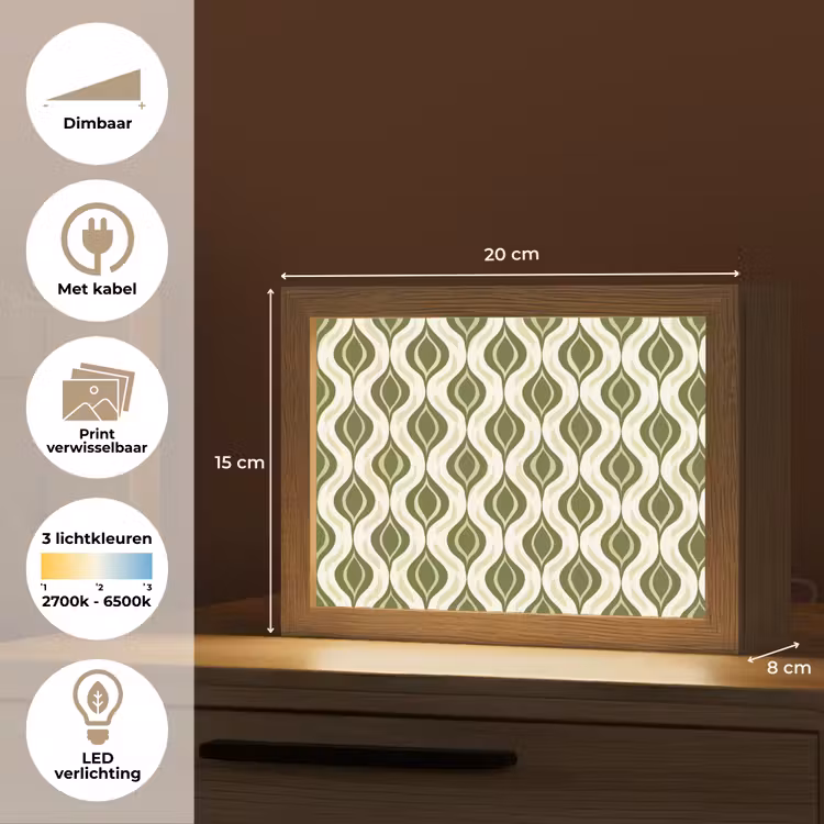 Lightbox - Wandlamp - Patroon - Retro - Groen — 9