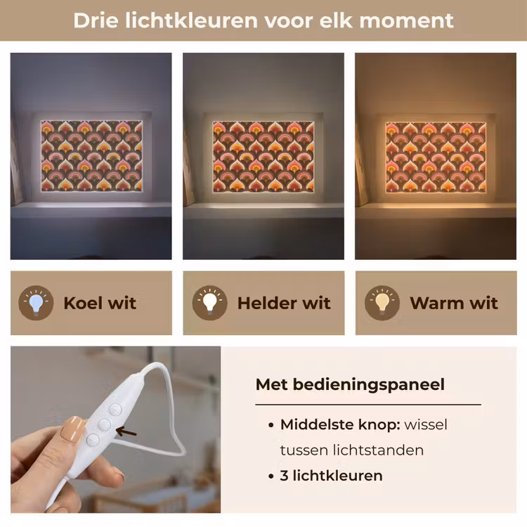 Lightbox - Wandlamp - Patroon - Retro - Kleurrijk — 7